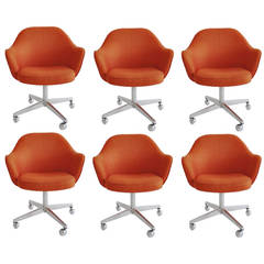 Saarinen Style Orange Linen Desk Chairs