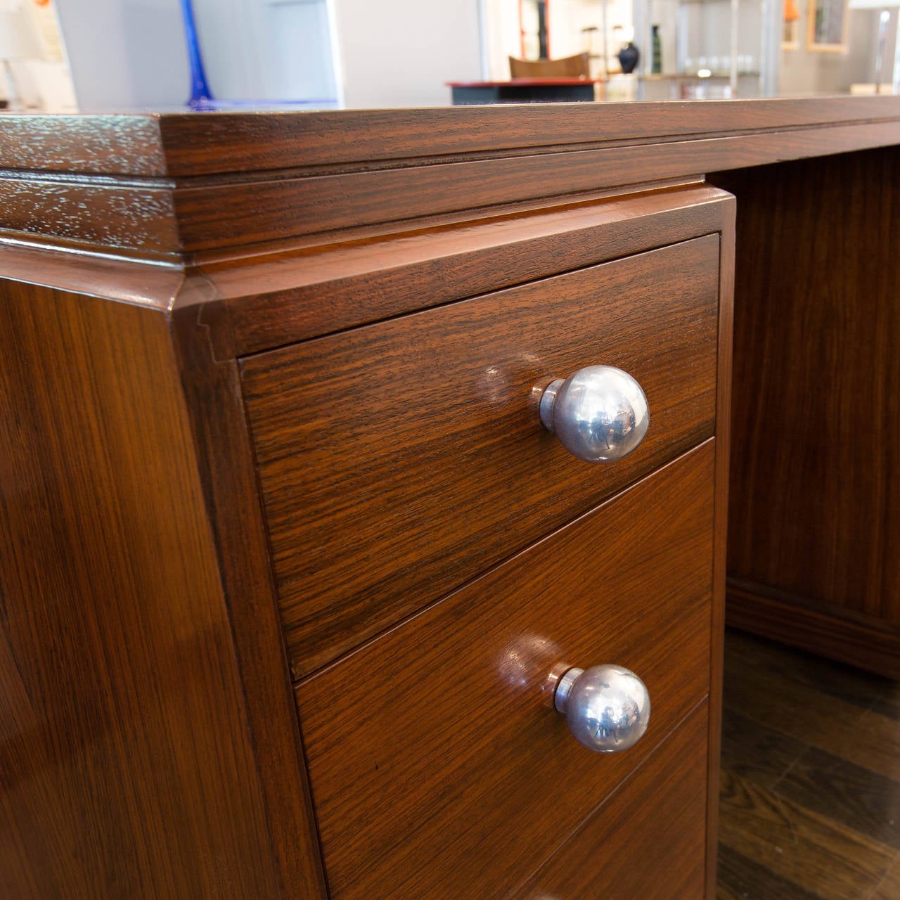 French Art Deco Double-Pedestal Rosewood Desk 2