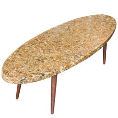 Vintage Surfboard Coffee Table Made of River Rock in Resin