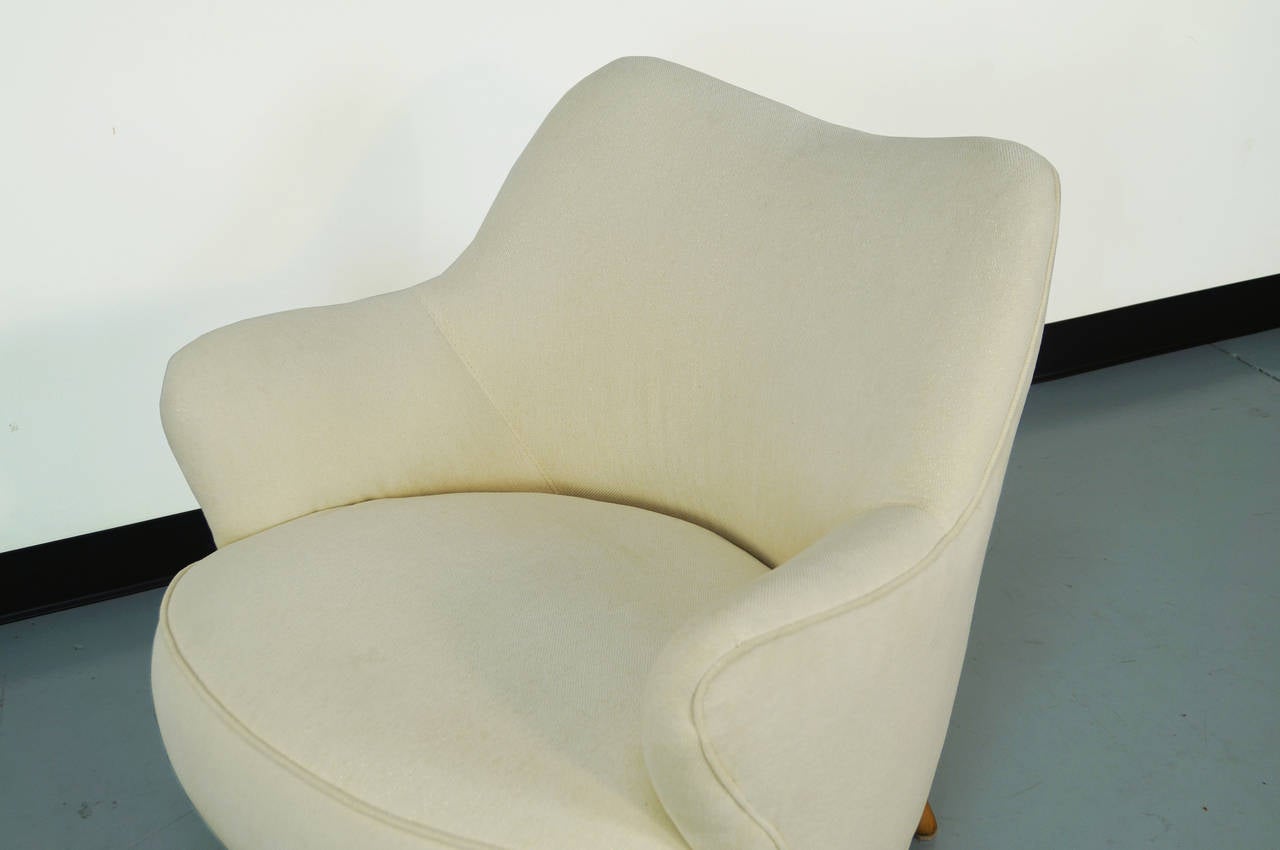 Fabric Barrel Lounge Chairs by Vladimir Kagan