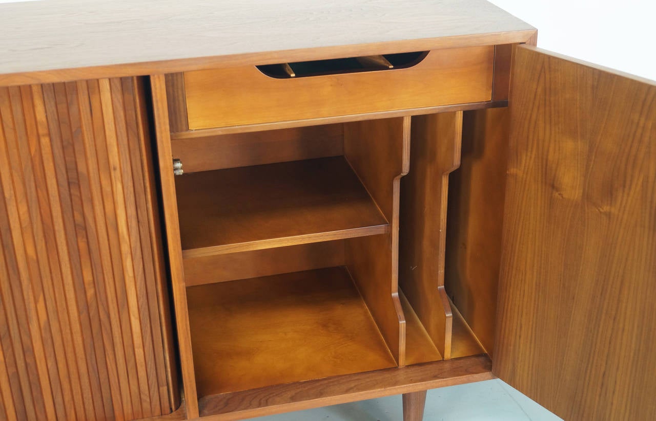 Mid-Century Modern Glenn of California Walnut Tambour Door Credenza by Milo Baughman