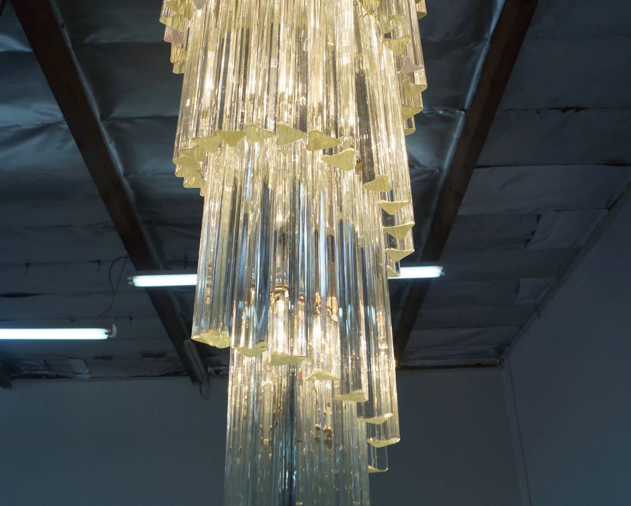Mid-Century Modern Vintage Spiral Murano Glass Chandelier by Venini For Sale