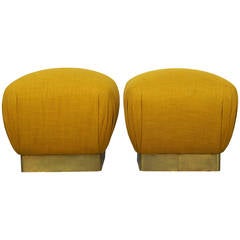Vintage Brass Poufs or Ottomans by Marge Carson