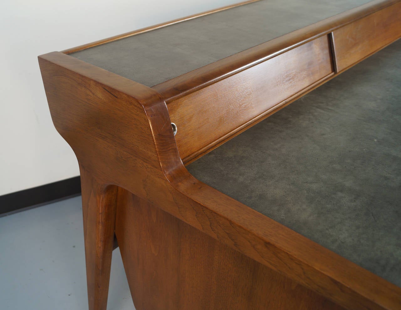 Leather Vintage Drexel Desk by John Van Koert