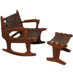 Vintage Rocking Chair and Ottoman by Angel Pazmino