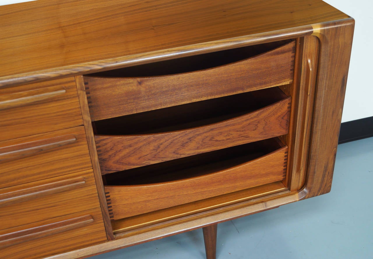 Danish Mid-Century Walnut Credenza by Bernhard Pedersen & Son