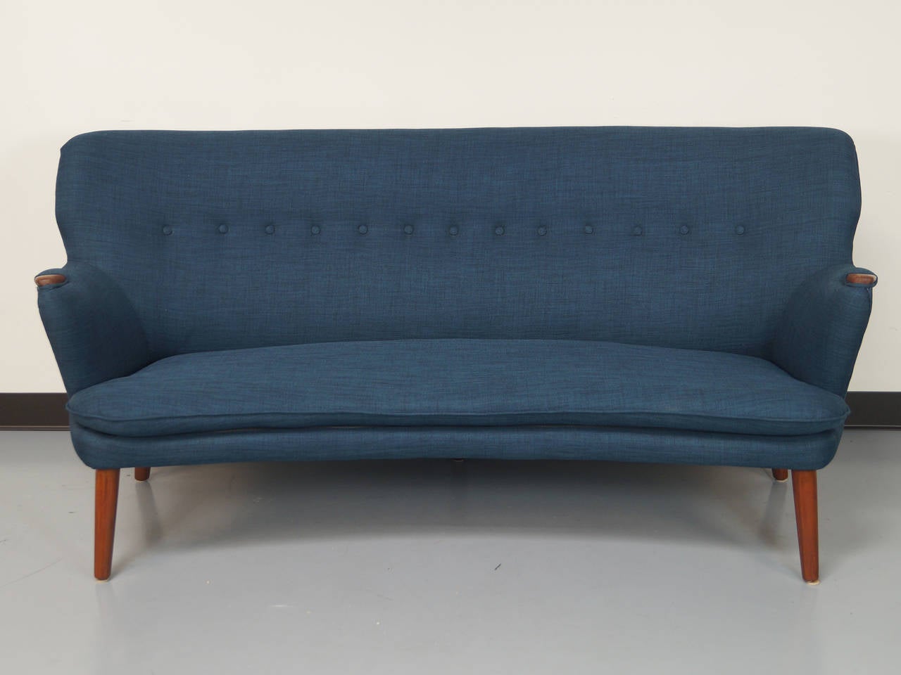 Danish modern teak “Papa Bear” sofa in the style of Kurt Olsen.