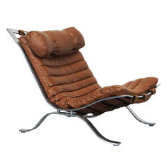"Ari" Leather Lounge Chair by Arne Norell