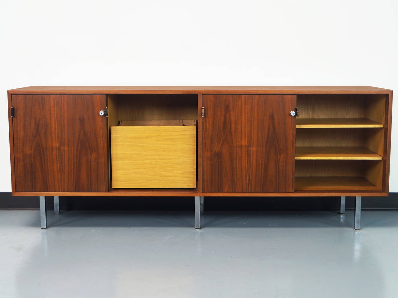 Mid-Century Modern Vintage Walnut Credenza by Florence Knoll