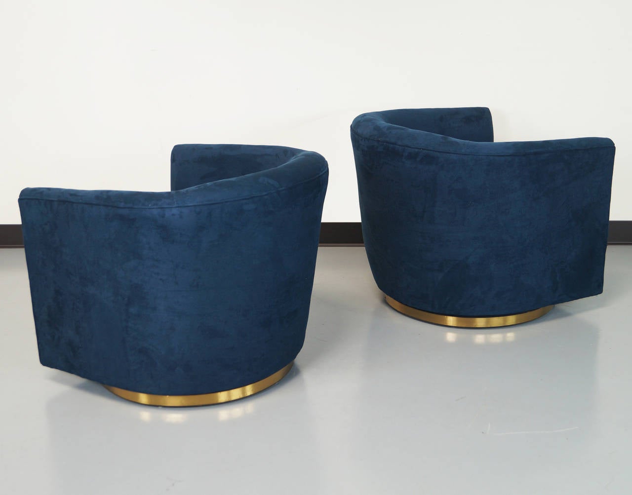 Mid-Century Modern Vintage Brass Swivel Lounge Chairs