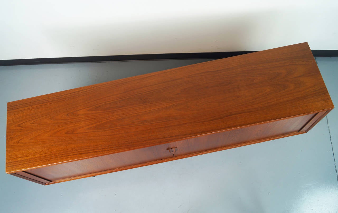 Mid-20th Century Danish Teak Tambour Door Credenza by Svend A. Larsen