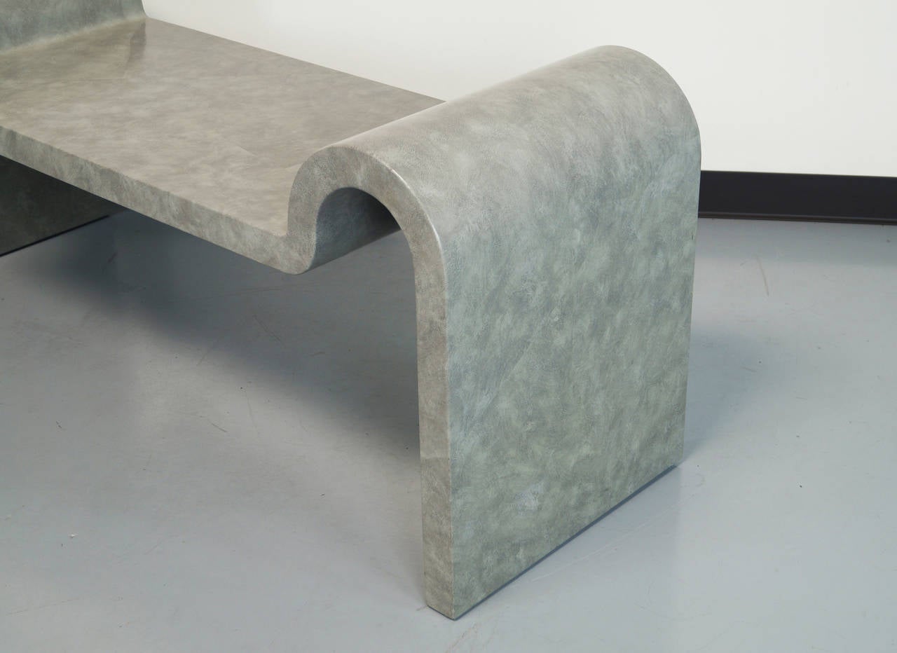 American Architectural Leather Bench by Karl Springer