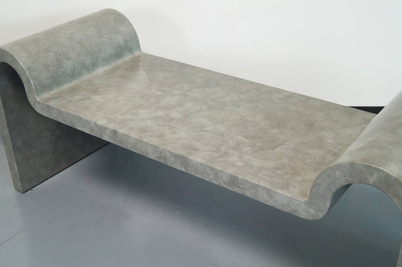 Architectural Leather Bench by Karl Springer In Excellent Condition In North Hollywood, CA