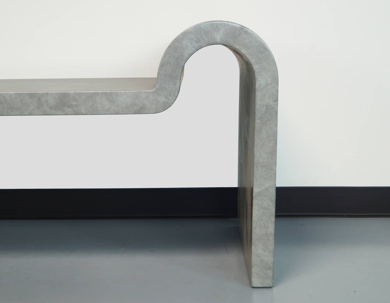 Architectural Leather Bench by Karl Springer 1