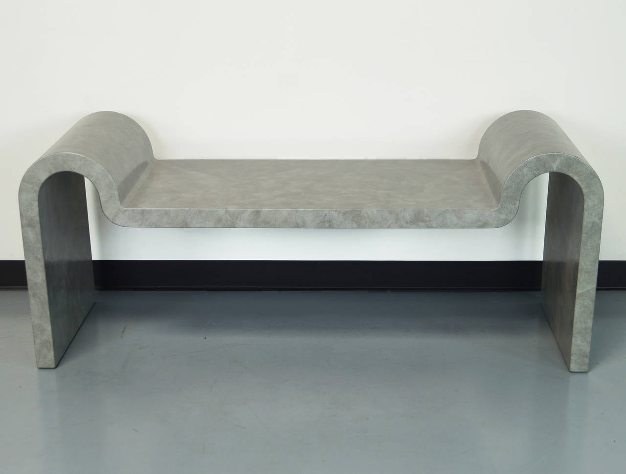 Architectural Leather Bench by Karl Springer 4