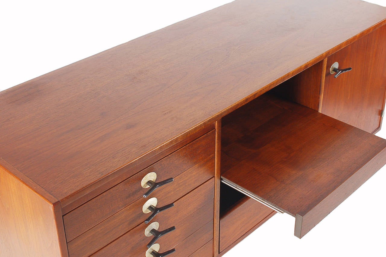 Mid-Century Modern Jens Risom Walnut Credenza with Y Pulls