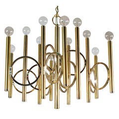 Mid Century Modern Italian Brass Chandelier by Sciolari, Hollywood Regency 2