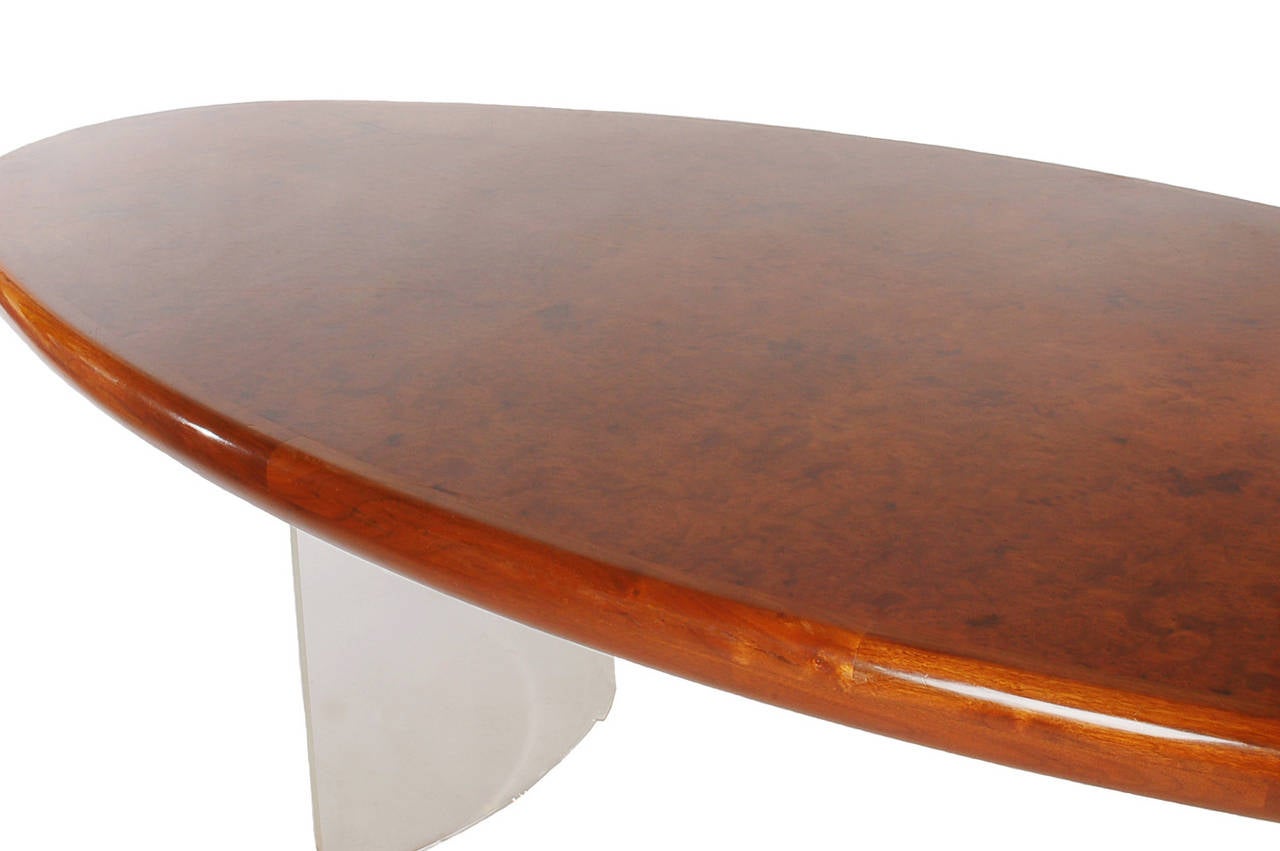 Mid-Century Modern Large Lucite and Burl Dining Table by Vladimir Kagan