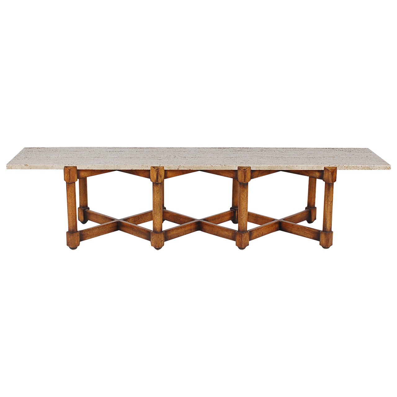 Terrazzo Marble and Walnut Coffee Table Attributed to Harvey Probber