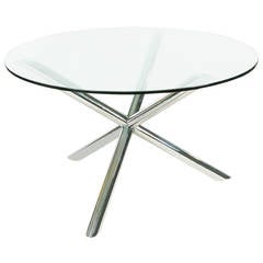 Mid Century Modern Chrome Jax Tripod Dining Table After Milo Baughman 3