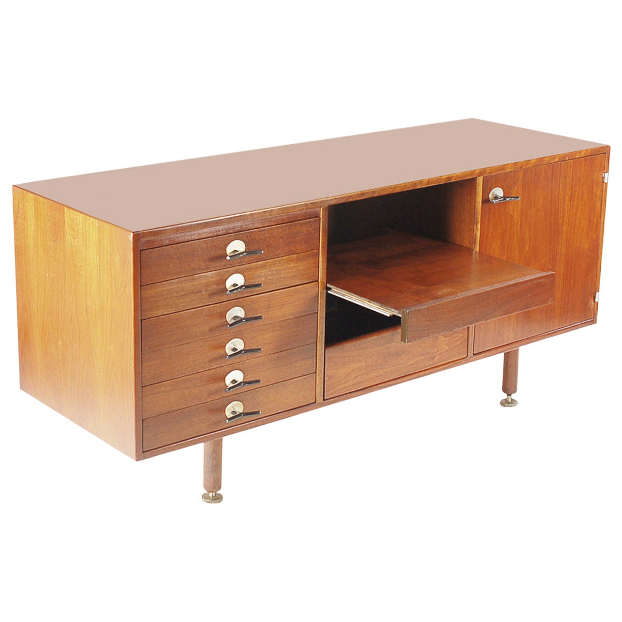 Jens Risom Walnut Credenza with Y Pulls