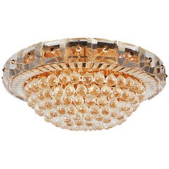 Monumental Hollywood Regency Crystal and Gold Lighting Fixture