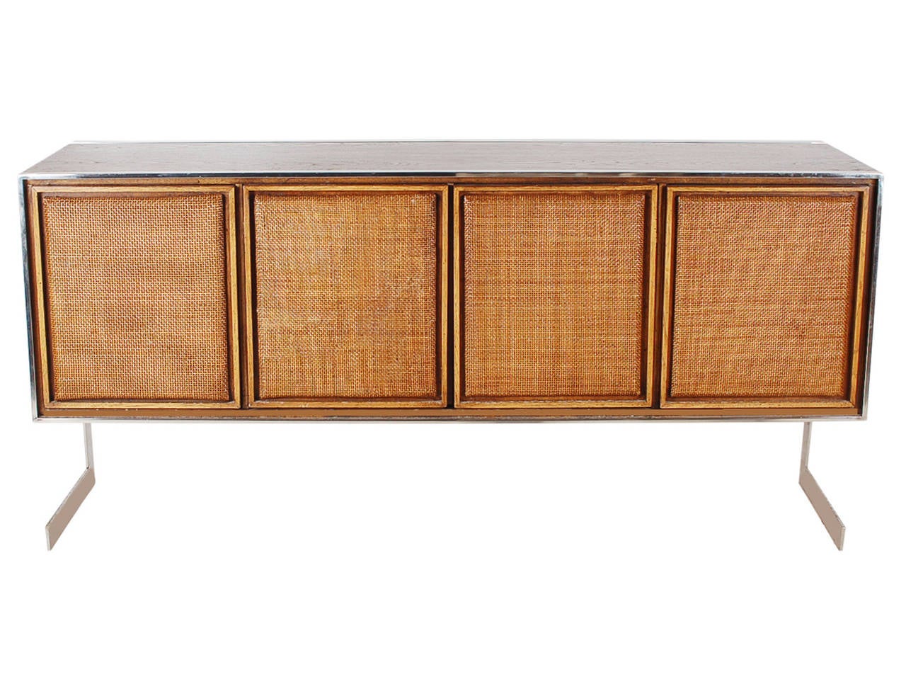 Mid-Century Modern Chrome Base Credenza after Milo Baughman
