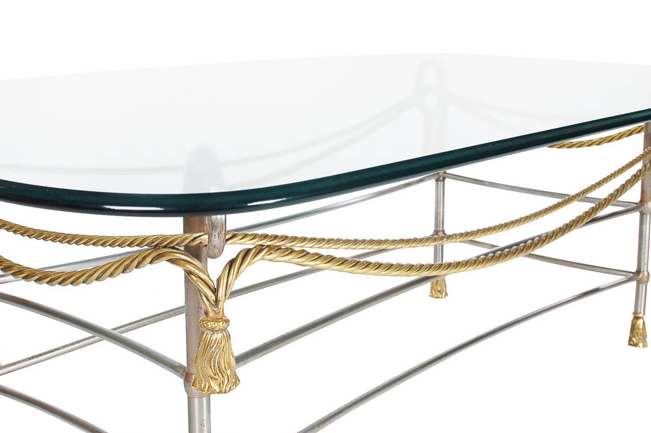 Hollywood Regency Rope and Tassel Coffee Table in the Style of Mason Jansen