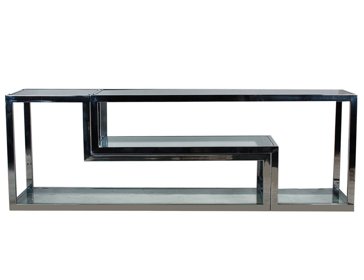 American Mid-Century Modern Chrome Glass Etagere or TV Media Table after Milo Baughman