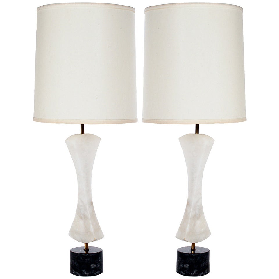 Mid-Century Alabaster and Marble Table Lamps