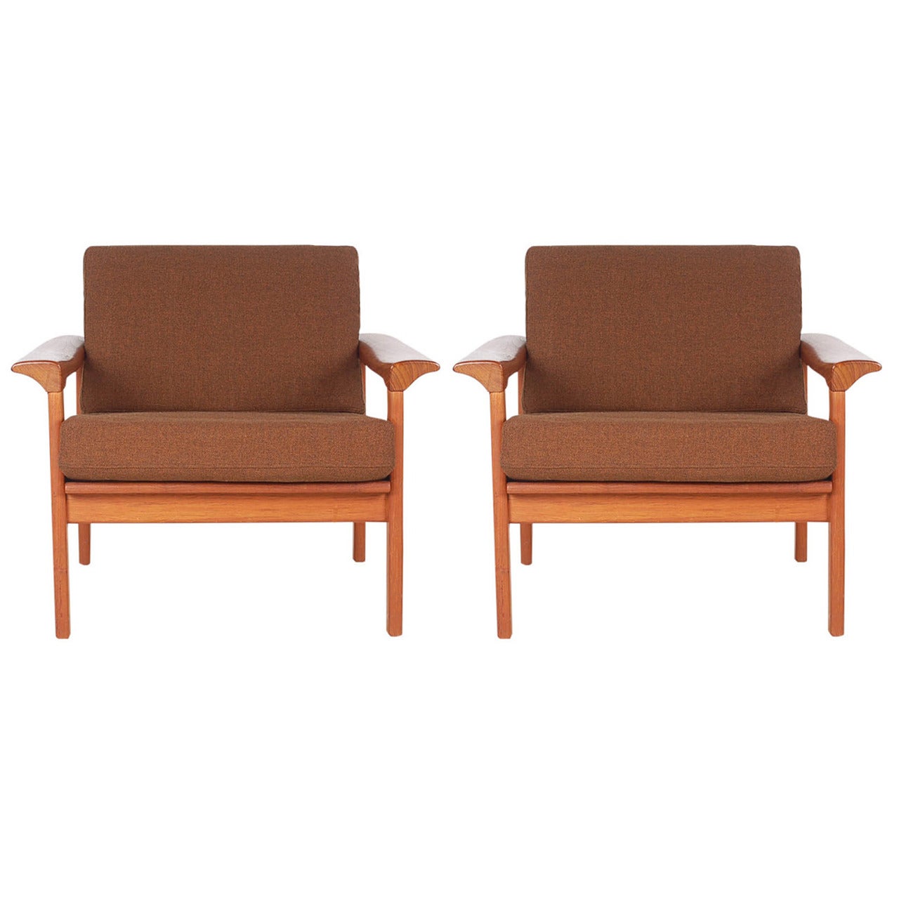Mid-Century Danish Modern Teak Lounge Chairs in the Manner of Peter Hvidt