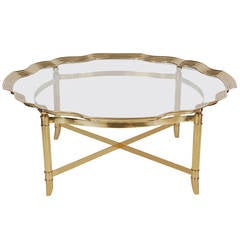 Vintage Hollywood Regency Brass and Glass Tray Coffee Table after LaBarge