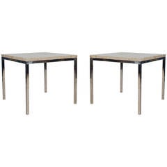 Mid-Century Modern Italian Chrome and Marble End Tables 6