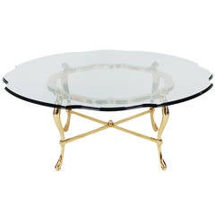 Hollywood Regency Brass and Glass Coffee Table after La Barge