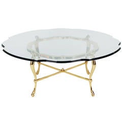 Hollywood Regency Brass and Glass Coffee Table after La Barge