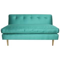Exquisite Ed Wormley for Dunbar Settee with Solid Brass Legs