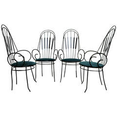 Four Arthur Umanoff Four G-22 Iron and Velvet Chairs for Shaver Howard