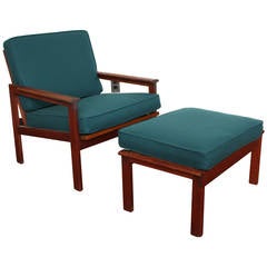 Teak Capella Armchair and Ottoman by Illum Wikkelso