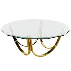 Tri-mark Brass and Glass Coffee Table after Roger Sprunger