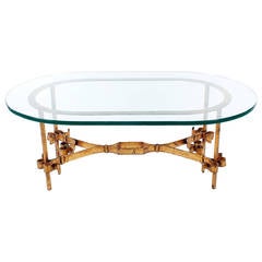 Hollywood Regency Italian Gilt Iron and Glass Coffee Table 10