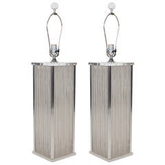 Matching Pair of Mid-Century Modern Lucite Table Lamps by Optique