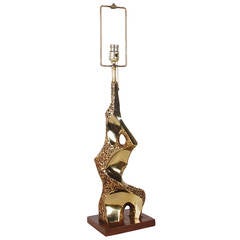 Maurizio Tempestini for Laurel Lamp Co. Brutalist Brass Table Lamp