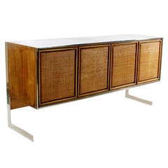 Mid-Century Modern Chrome Base Credenza after Milo Baughman