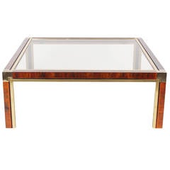 Brass and Faux Tortoise Coffee Table After Milo Baughman