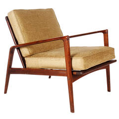 Italian Walnut Lounge Chair in the Style of IB Kofod Larsen