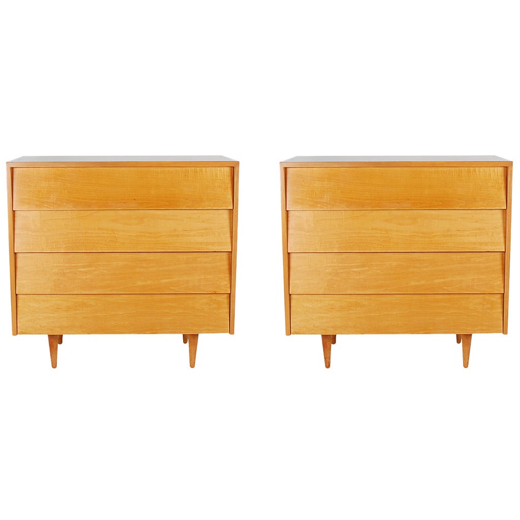 Matching Pair of Florence Knoll Maple Chests