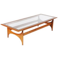 Midcentury Adrian Pearsall Style Walnut and Glass Coffee Table