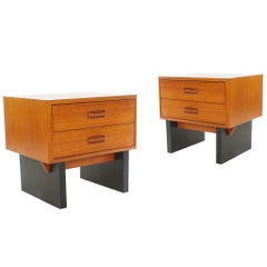 Matching Pair of Danish Modern Nightstands in Teak