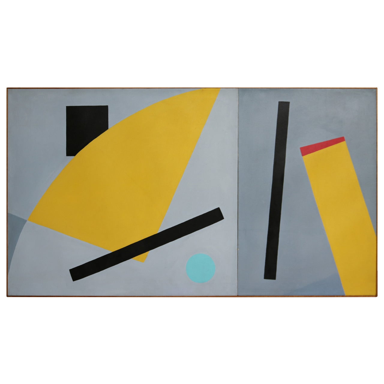 Large Memphis Style Hard Edge Diptych Painting