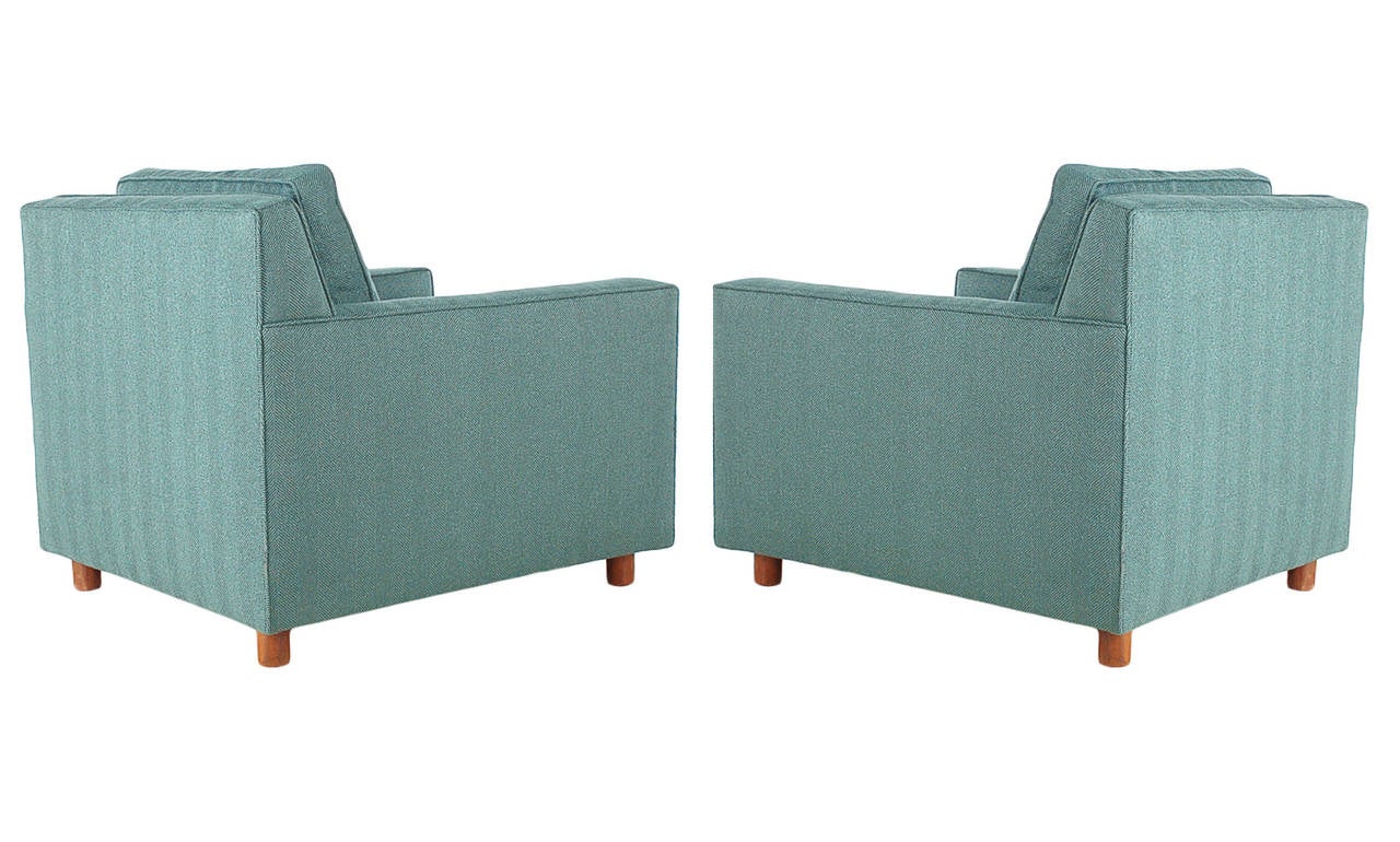 American Mid-Century Modern Cube or Case Club Lounge Chairs For Sale